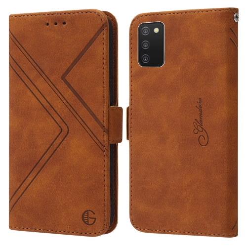 

For Samsung Galaxy A03s 166mm RFID Geometric Line Flip Leather Phone Case(Brown)