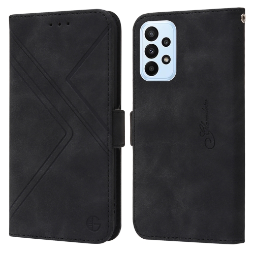 

For Samsung Galaxy A23 4G RFID Geometric Line Flip Leather Phone Case(Black)