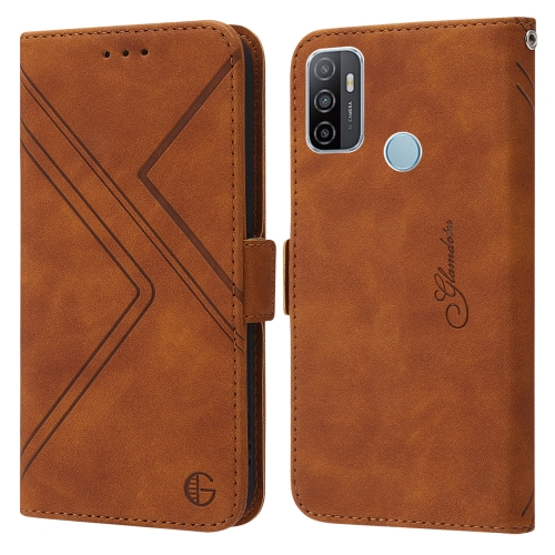 

For Samsung Galaxy A33 5G RFID Geometric Line Flip Leather Phone Case(Brown)