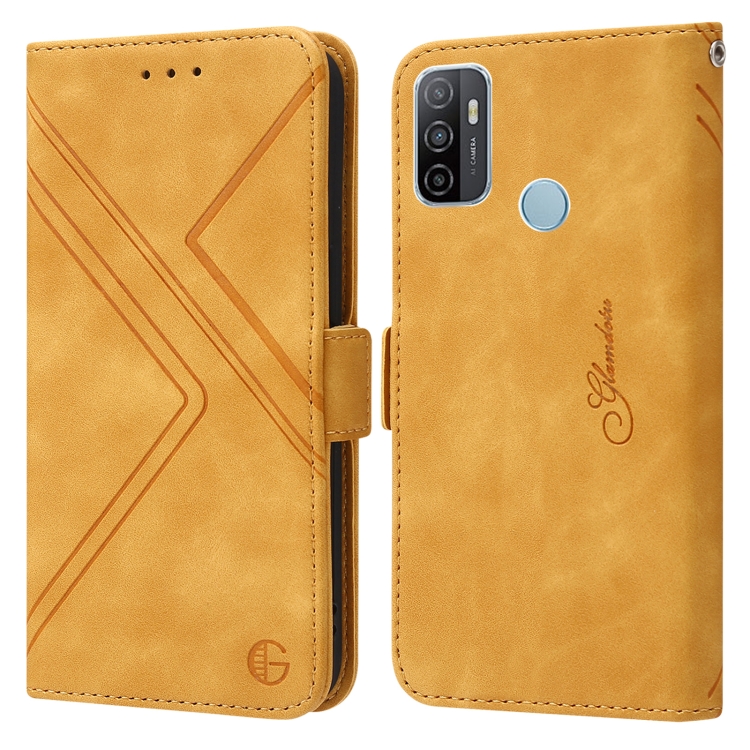 

For Samsung Galaxy A33 5G RFID Geometric Line Flip Leather Phone Case(Yellow)