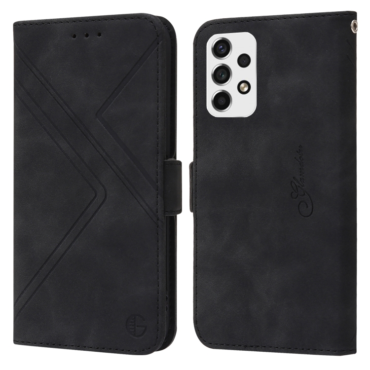 

For Samsung Galaxy A53 5G RFID Geometric Line Flip Leather Phone Case(Black)