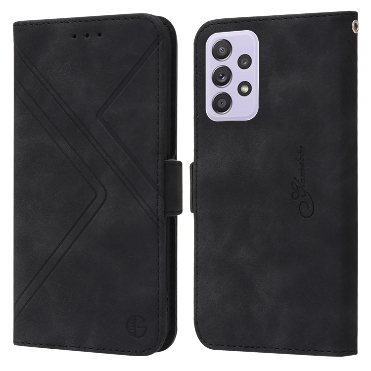 

For Samsung Galaxy A52s 5G / A52 5G RFID Geometric Line Flip Leather Phone Case(Black)
