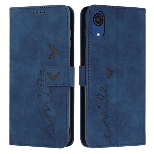 

For Samsung Galaxy A03 Core Skin Feel Heart Pattern Leather Phone Case(Blue)