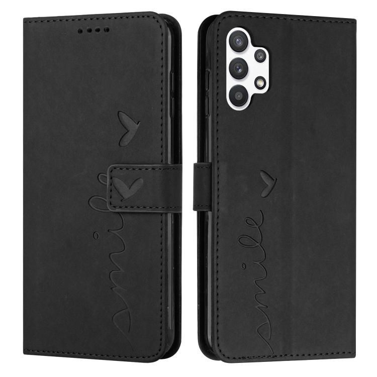 

For Samsung Galaxy A13 4G Skin Feel Heart Pattern Leather Phone Case(Black)