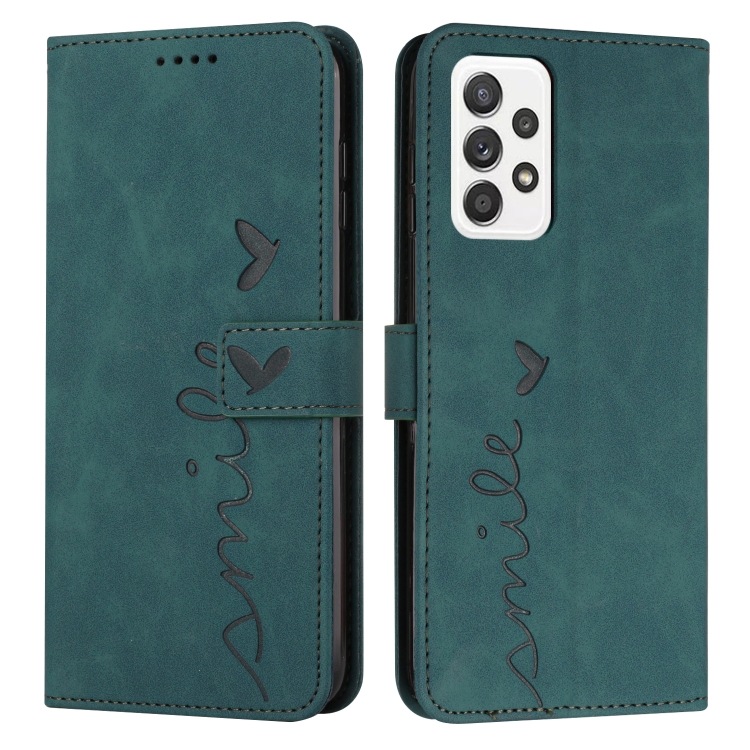 

For Samsung Galaxy A32 4G Skin Feel Heart Pattern Leather Phone Case(Green)