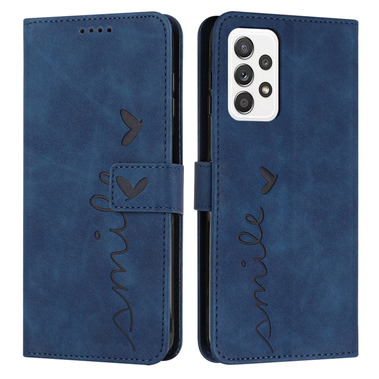 

For Samsung Galaxy A33 5G Skin Feel Heart Pattern Leather Phone Case(Blue)