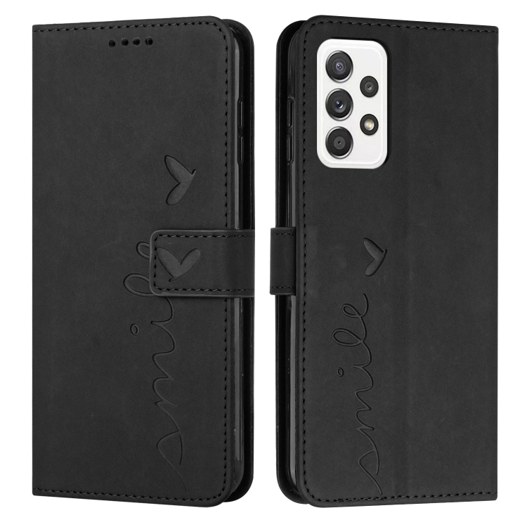 

For Samsung Galaxy A72 Skin Feel Heart Pattern Leather Phone Case(Black)