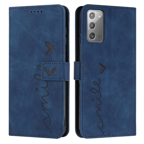 

For Samsung Galaxy Note20 Skin Feel Heart Pattern Leather Phone Case(Blue)