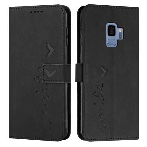 

For Samsung Galaxy S9 Skin Feel Heart Pattern Leather Phone Case(Black)