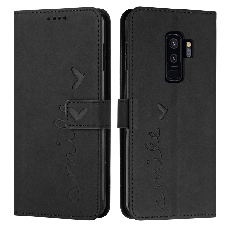 

For Samsung Galaxy S9+ Skin Feel Heart Pattern Leather Phone Case(Black)