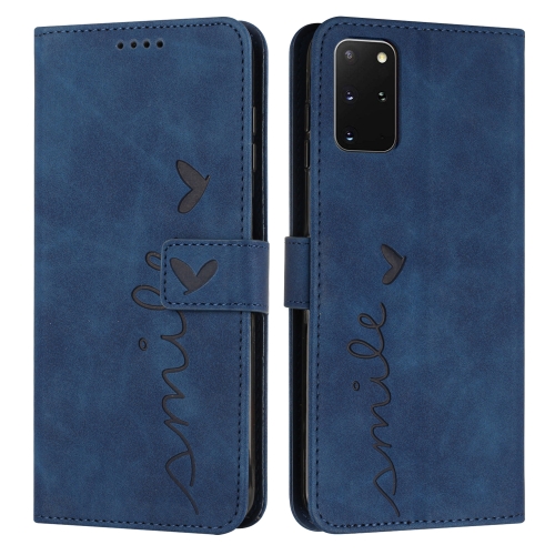 

For Samsung Galaxy S21+ Skin Feel Heart Pattern Leather Phone Case(Blue)