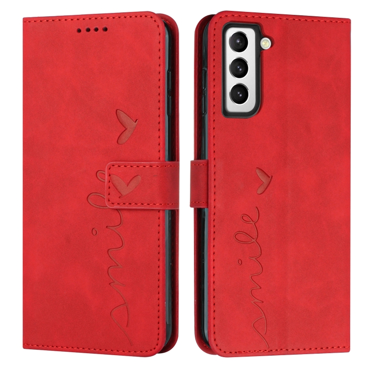 

For Samsung Galaxy S22+ Skin Feel Heart Pattern Leather Phone Case(Red)
