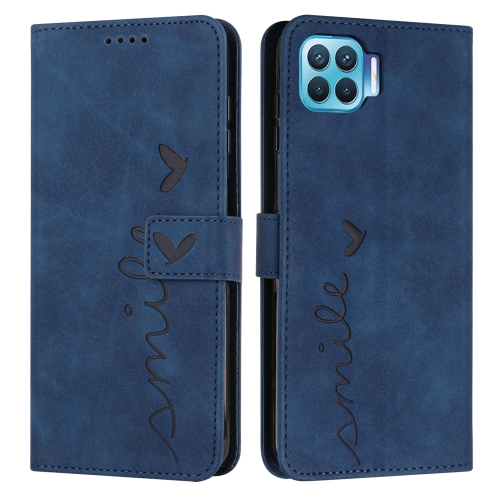 

For OPPO A93 4G/F17 Pro Skin Feel Heart Pattern Leather Phone Case(Blue)