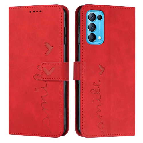 

For OPPO Reno5 5G/Find X3 Lite Skin Feel Heart Pattern Leather Phone Case(Red)