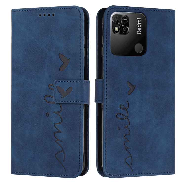 

For Xiaomi Redmi 10C Skin Feel Heart Pattern Leather Phone Case(Blue)