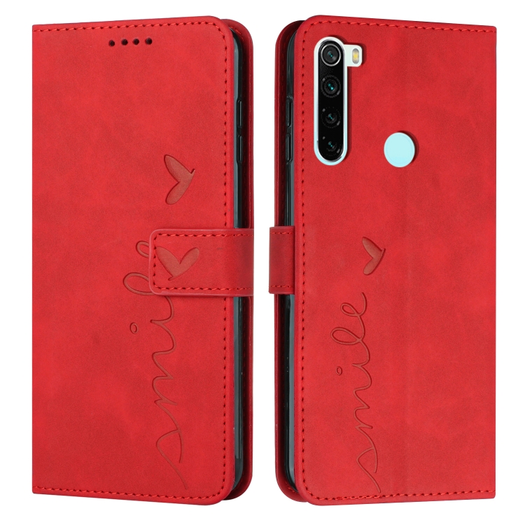 

For Xiaomi Redmi Note 8 Skin Feel Heart Pattern Leather Phone Case(Red)