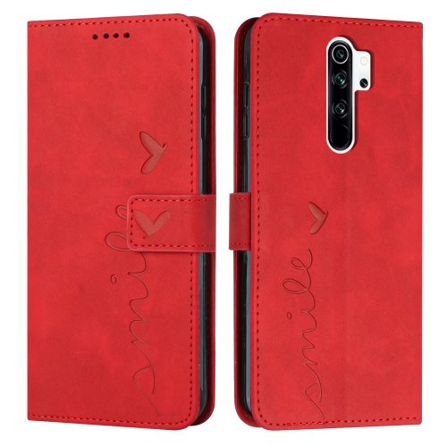 

For Xiaomi Redmi Note 8 Pro Skin Feel Heart Pattern Leather Phone Case(Red)