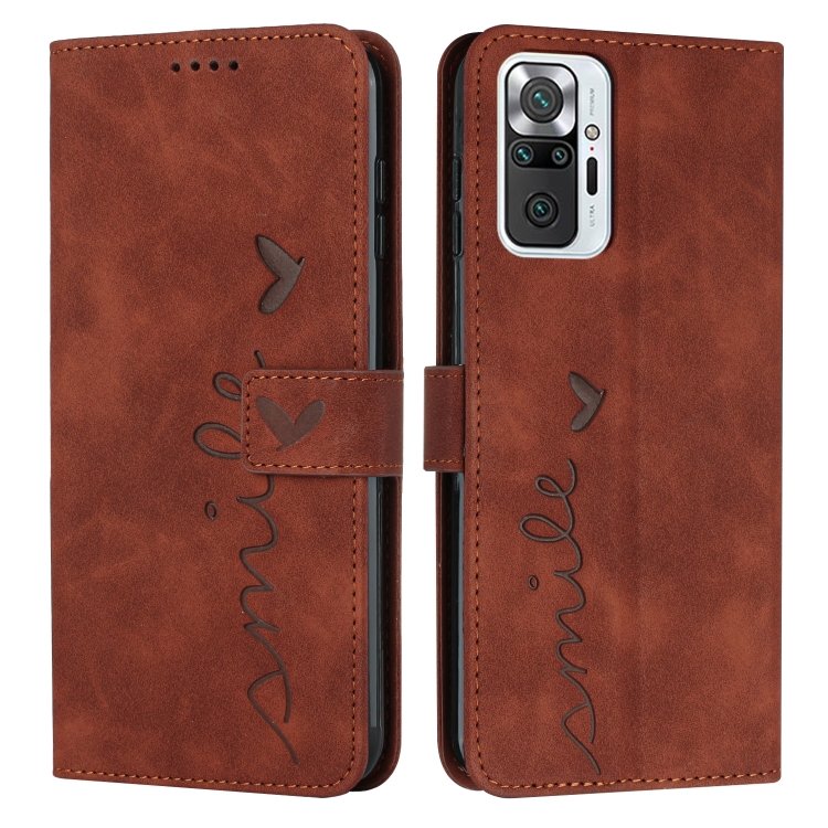 

For Xiaomi Redmi Note 10 Pro Skin Feel Heart Pattern Leather Phone Case(Brown)