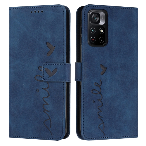 

For Xiaomi Redmi Note 11 5G Skin Feel Heart Pattern Leather Phone Case(Blue)