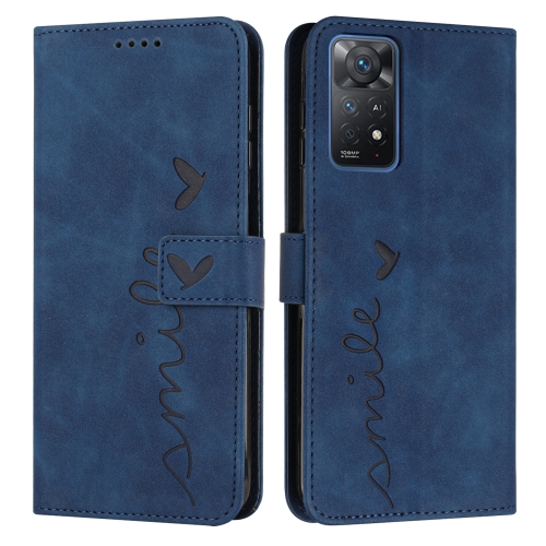 

For Xiaomi Redmi Note 11 Pro Global Skin Feel Heart Pattern Leather Phone Case(Blue)