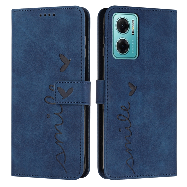 

For Xiaomi Redmi Note 11e Skin Feel Heart Pattern Leather Phone Case(Blue)