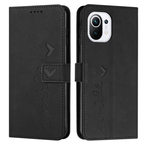 

For Xiaomi Mi 11 Lite Skin Feel Heart Pattern Leather Phone Case(Black)