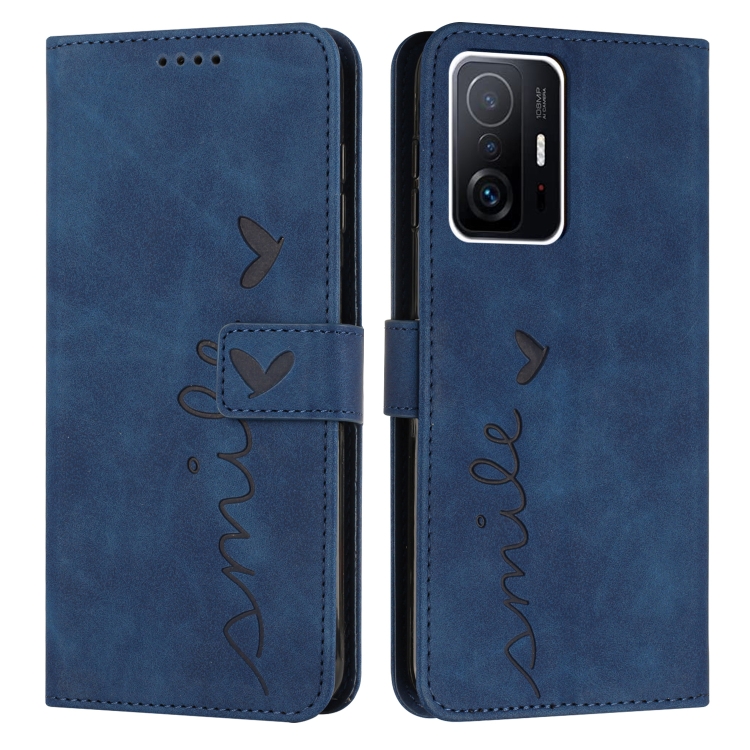 

For Xiaomi 11T/11T Pro Skin Feel Heart Pattern Leather Phone Case(Blue)