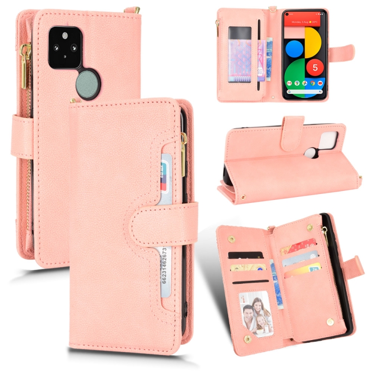 

For Google Pixel 5 5G Litchi Texture Zipper Leather Phone Case(Pink)