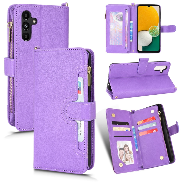 

For Samsung Galaxy A13 5G Litchi Texture Zipper Leather Phone Case(Purple)