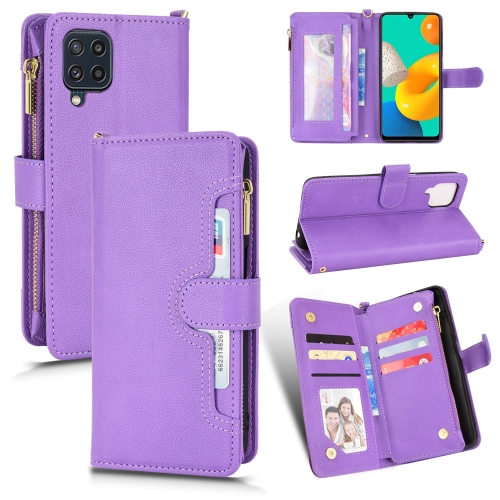 

For Samsung Galaxy A23 4G / M22 4G Litchi Texture Zipper Leather Phone Case(Purple)