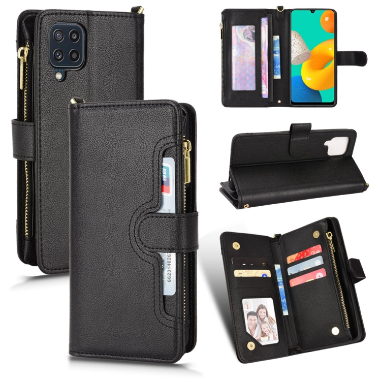 

For Samsung Galaxy M32 4G Litchi Texture Zipper Leather Phone Case(Black)