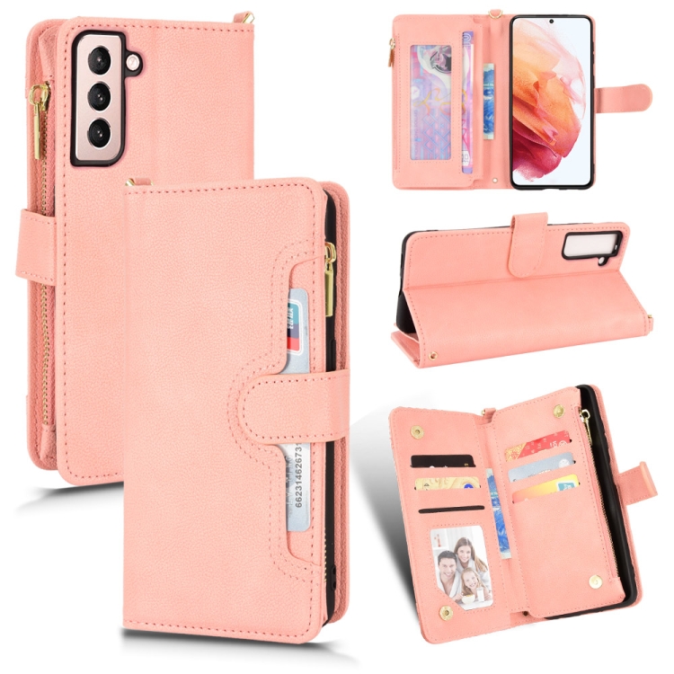 

For Samsung Galaxy S21+ 5G Litchi Texture Zipper Leather Phone Case(Pink)