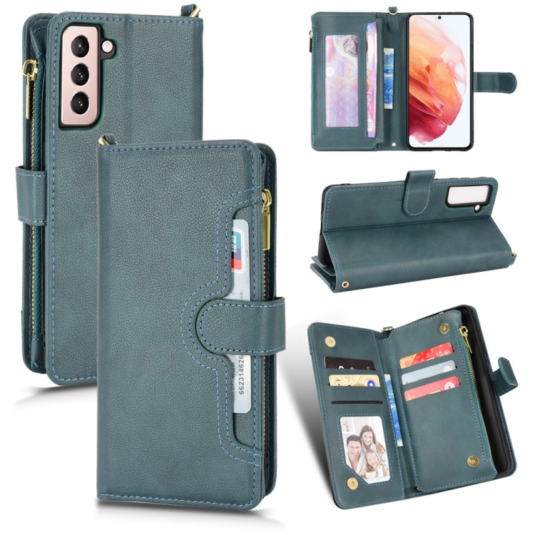 

For Samsung Galaxy S22 5G Litchi Texture Zipper Leather Phone Case(Green)