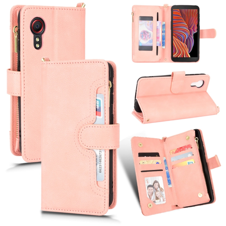 

For Samsung Galaxy Xcover 5 Litchi Texture Zipper Leather Phone Case(Pink)