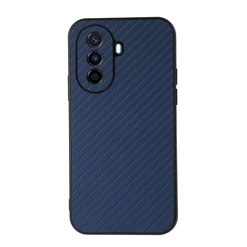 

For Huawei Enjoy 50 China/nova Y70 4G Global/nova Y70 Plus Fine Hole Carbon Fiber Texture Shockproof Phone Case(Blue)