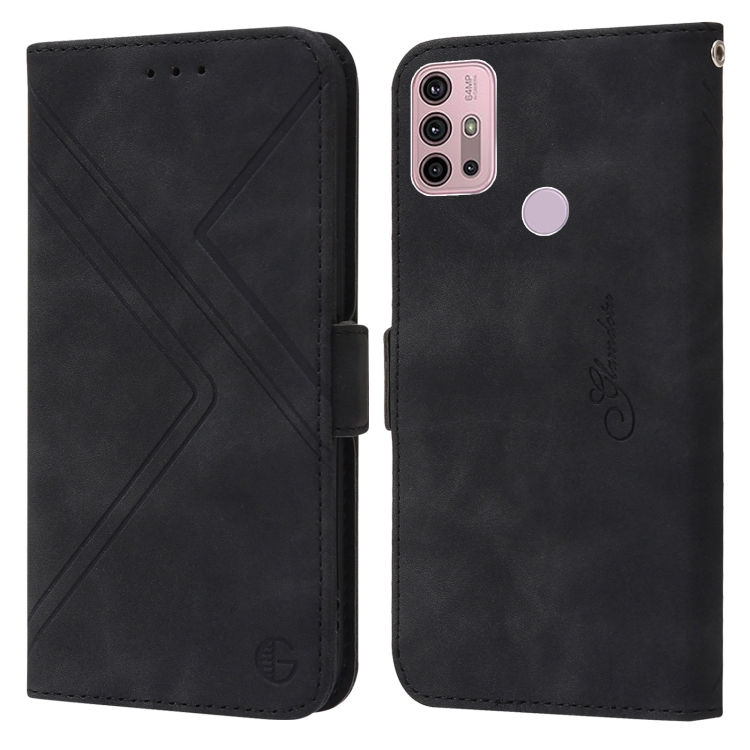 

For Motorola Moto G30 / G10 / G20 RFID Geometric Line Flip Leather Phone Case(Black)