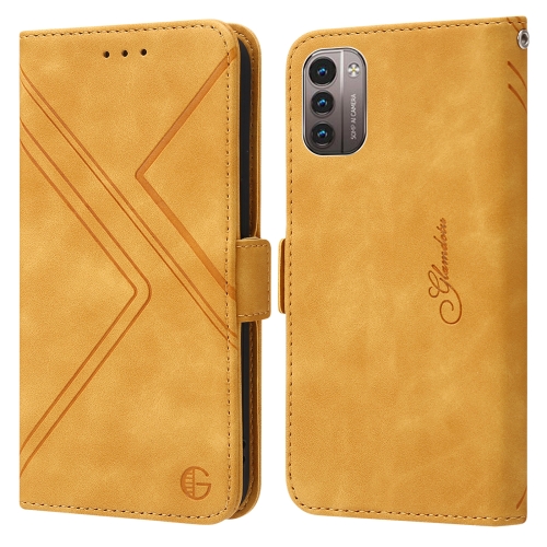 

For Nokia G11 / G21 RFID Geometric Line Flip Leather Phone Case(Yellow)