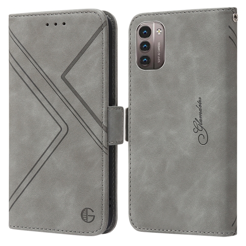 

For Nokia G11 / G21 RFID Geometric Line Flip Leather Phone Case(Grey)