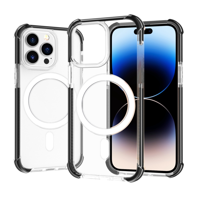 

For iPhone 14 Pro Magsafe Magnetic Acrylic Shockproof Phone Case(Transparent Black)