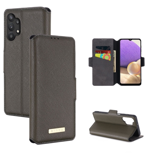 

For Samsung Galaxy A32 5G MUXMA MX115 Cross Texture Oil Edge Flip Leather Phone Case(Grey)