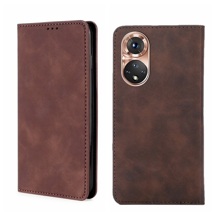 

For Honor 50 Skin Feel Magnetic Horizontal Flip Leather Phone Case(Dark Brown)