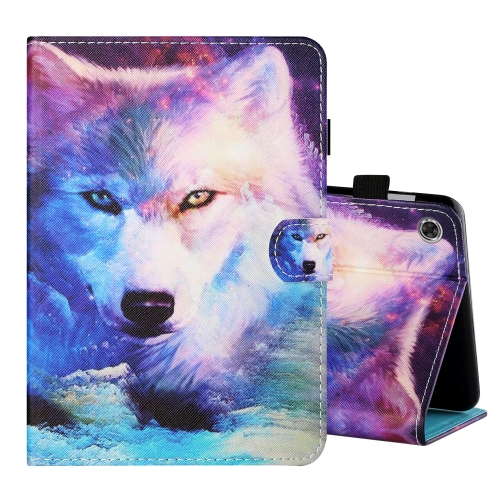 

For Lenovo Tab M10 3rd Gen Coloured Drawing Stitching Smart Leather Tablet Case(Wolf)