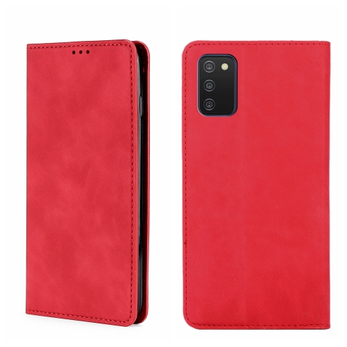 

For Samsung Galaxy A03s 164.2mm Skin Feel Magnetic Horizontal Flip Leather Phone Case(Red)