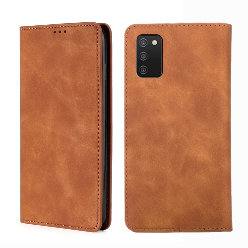 

For Samsung Galaxy A03s US Version 165.85mm Skin Feel Magnetic Horizontal Flip Leather Phone Case(Light Brown)