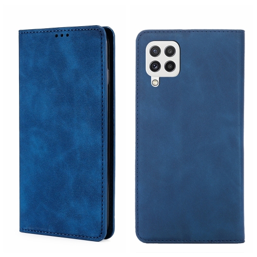 

For Samsung Galaxy A22 5G Skin Feel Magnetic Horizontal Flip Leather Phone Case(Blue)