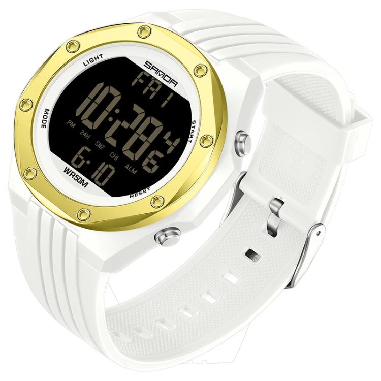 

SANDA 6093 Waterproof Luminous Electronic Digital Watch(White Gold)
