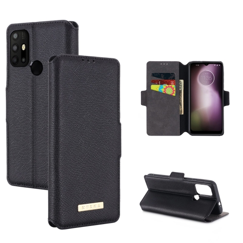 

For Motorola Moto G30 / G10 MUXMA MX115 Cross Texture Oil Edge Flip Leather Phone Case(Black)