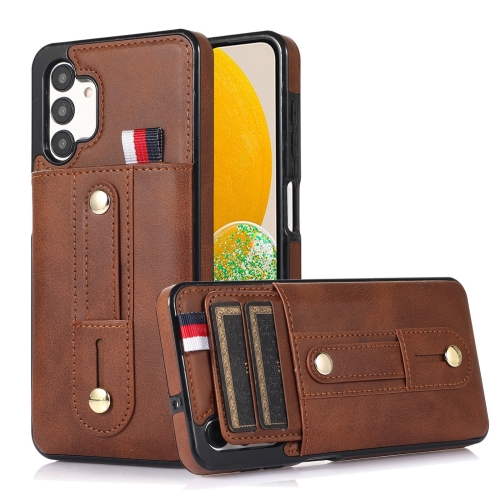 

For Samsung Galaxy A32 5G Wristband Kickstand Wallet Leather Phone Case(Brown)