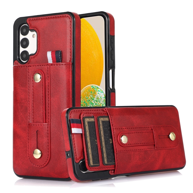

For Samsung Galaxy A33 5G Wristband Kickstand Wallet Leather Phone Case(Red)