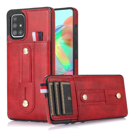 

For Samsung Galaxy A71 4G Wristband Kickstand Wallet Leather Phone Case(Red)